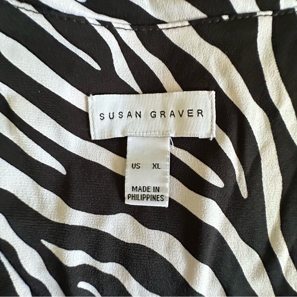Susan Graver Dress Womens XL Zebra Print Sleeveless Tiered Liquid Knit Flowy NEW - Picture 7 of 12